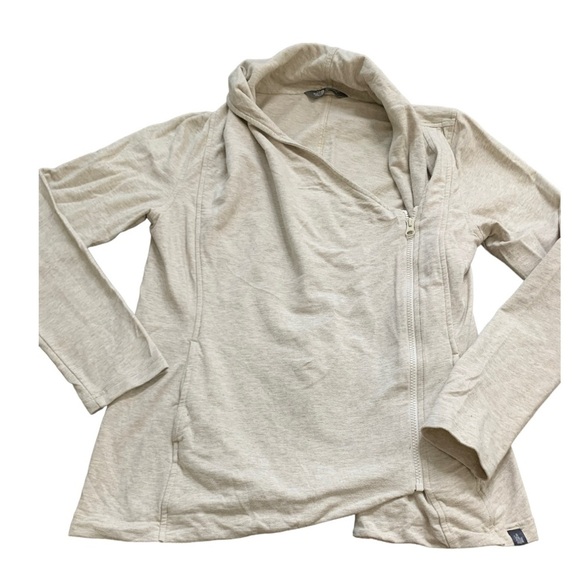 THE NORTH FACE Sweater Jacket With Side Zipper Detail & Pockets Oatmeal Sz Large - Picture 3 of 14